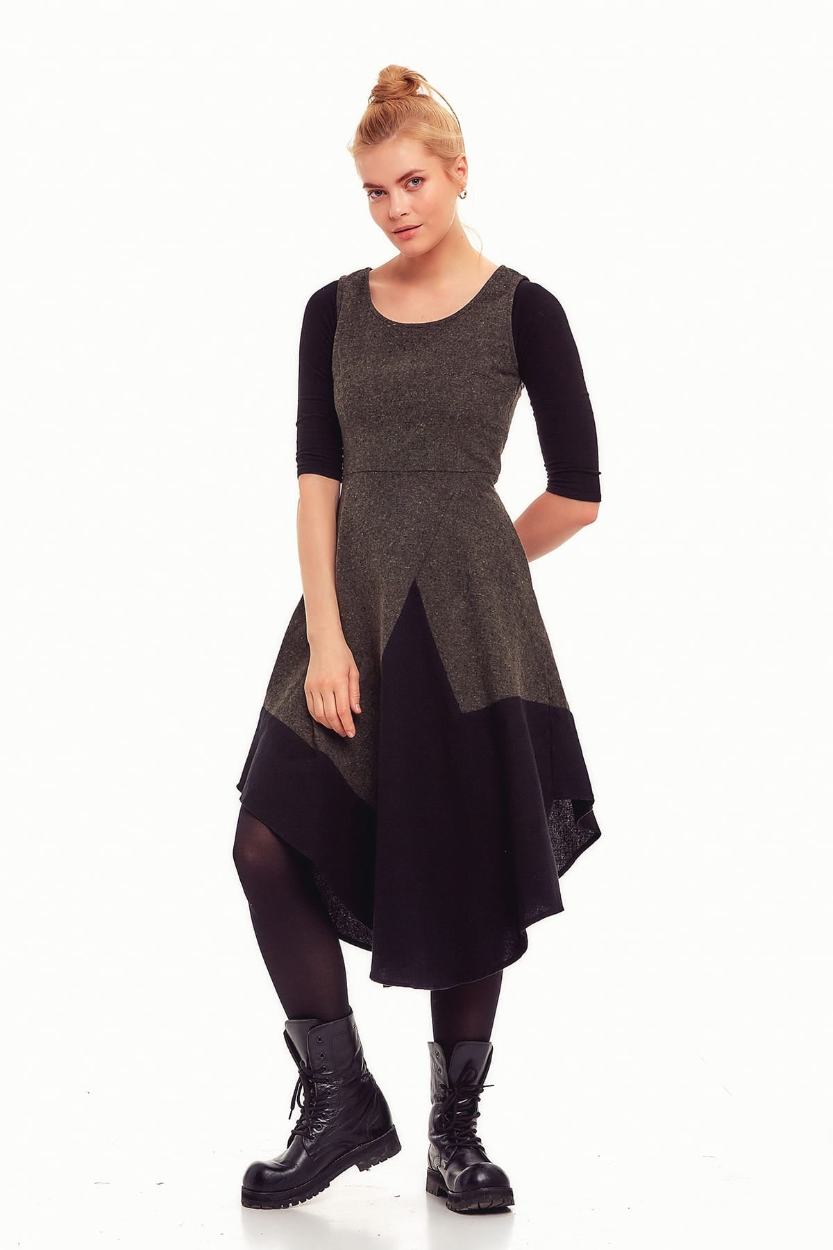 Asymmetrical Green Fall Dress