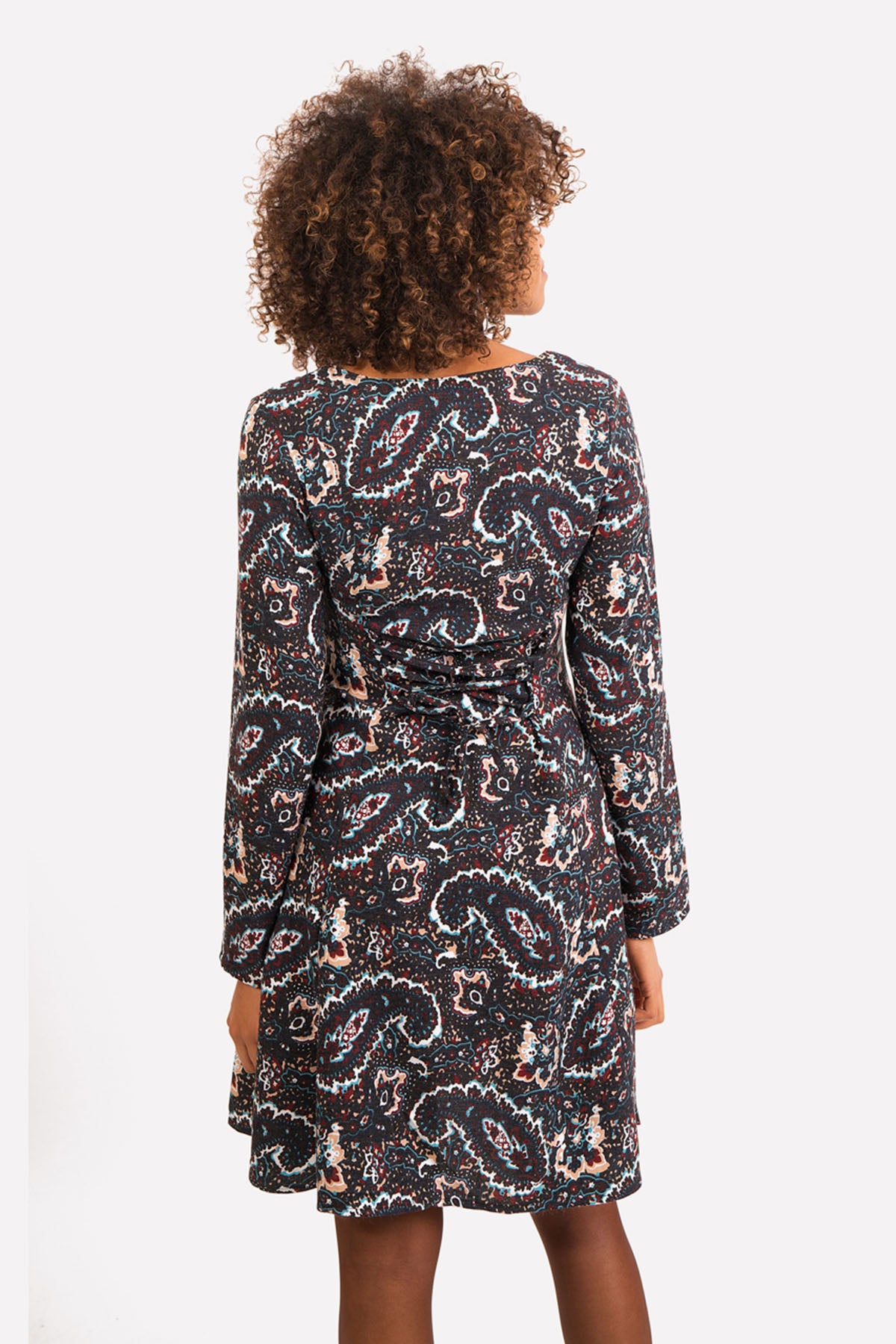 Mini Boho Black Paisley Dress
