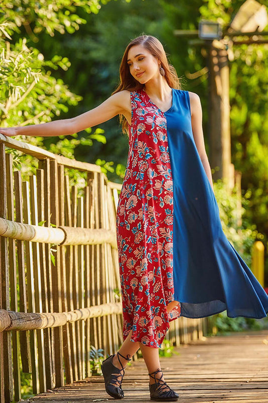 Floral Long Summer Dress Blue