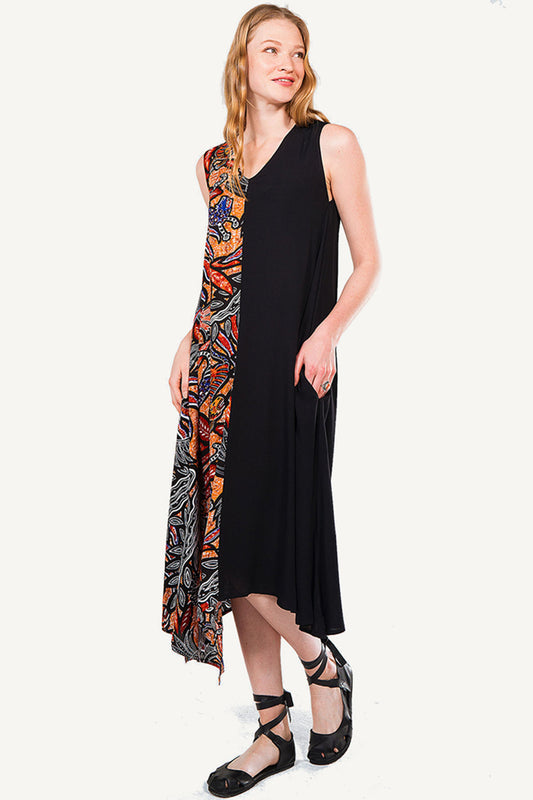 Floral Long Summer Dress Black