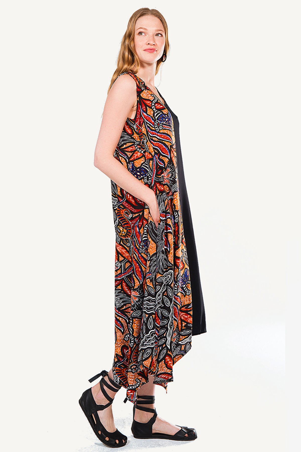 Floral Long Summer Dress Black