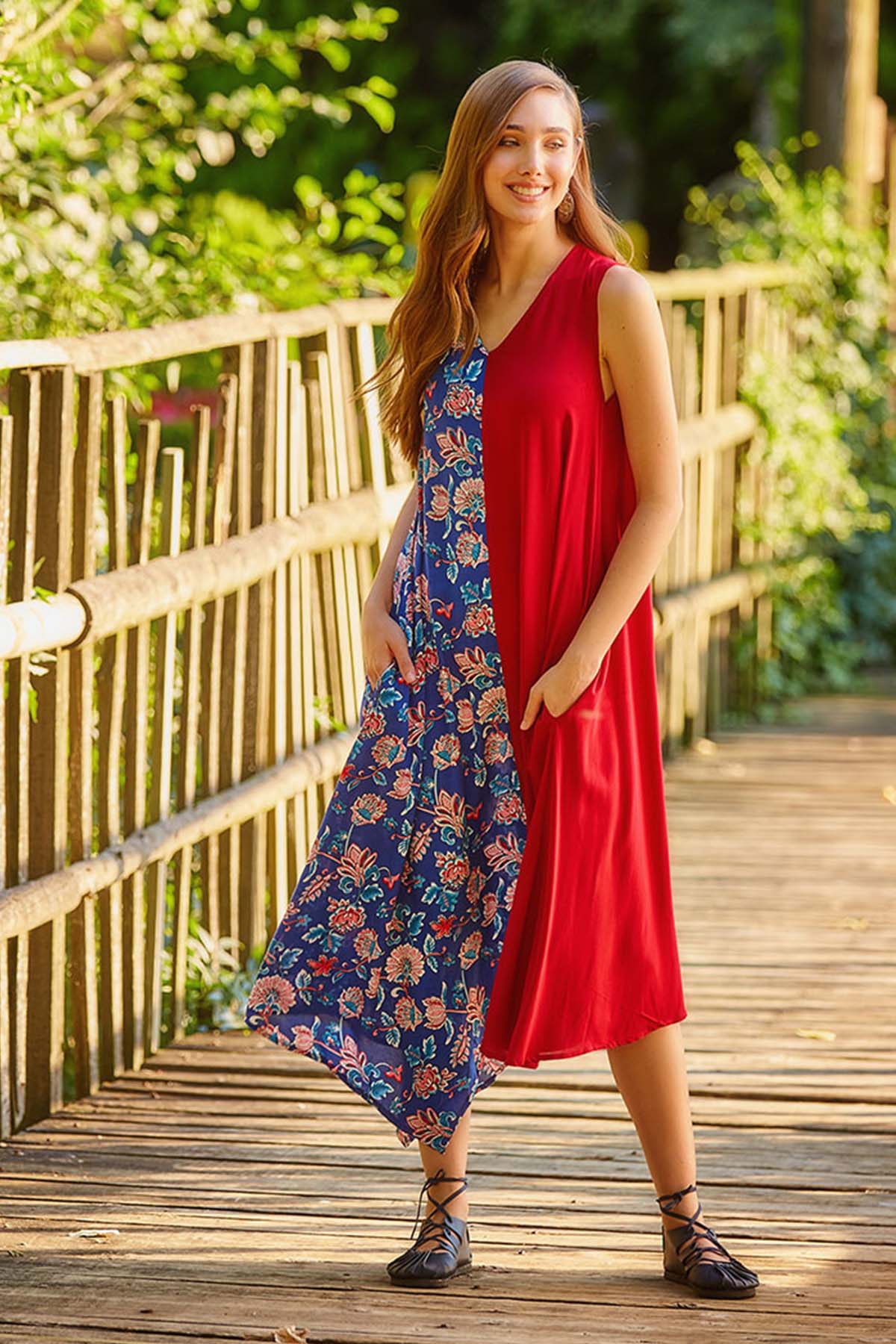 Floral Long Summer Dress Maroon