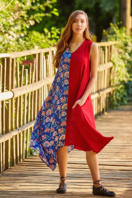 Floral Long Summer Dress Maroon