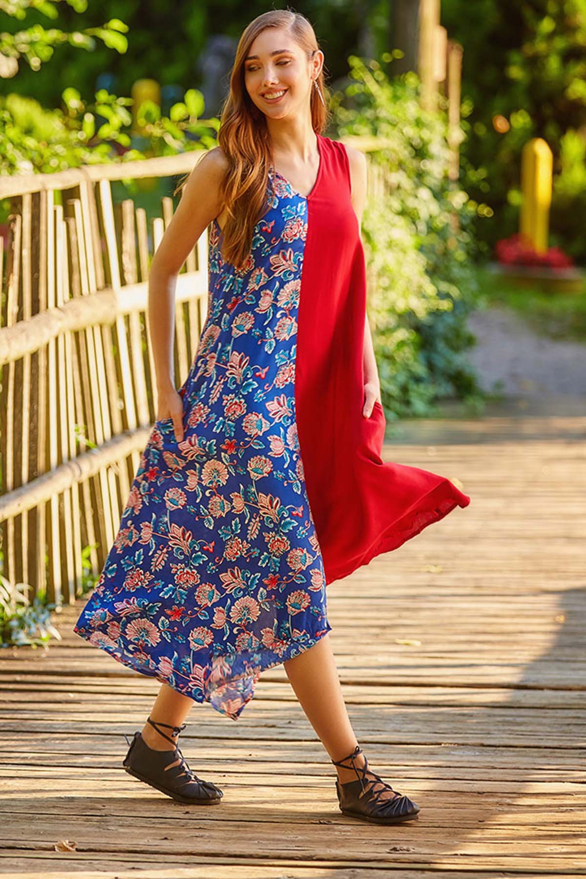 Floral Long Summer Dress Maroon