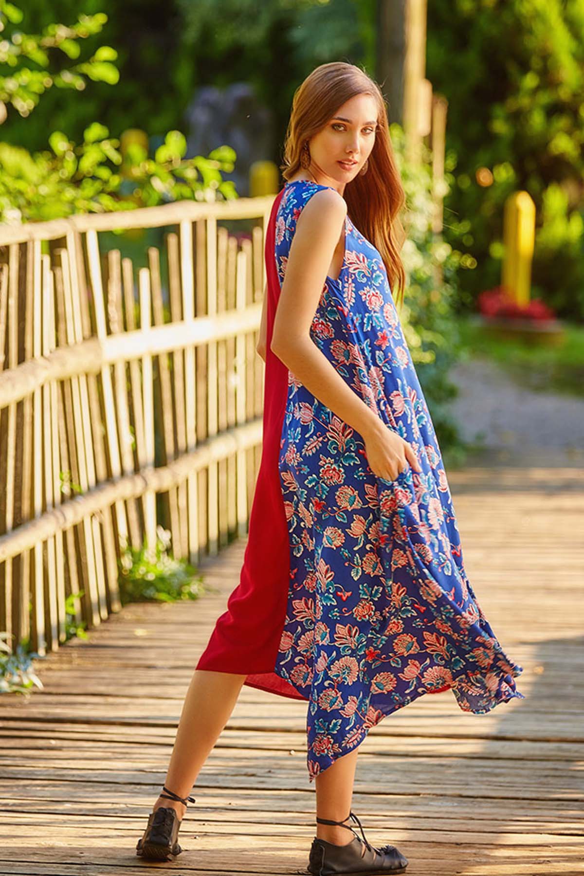 Floral Long Summer Dress Maroon