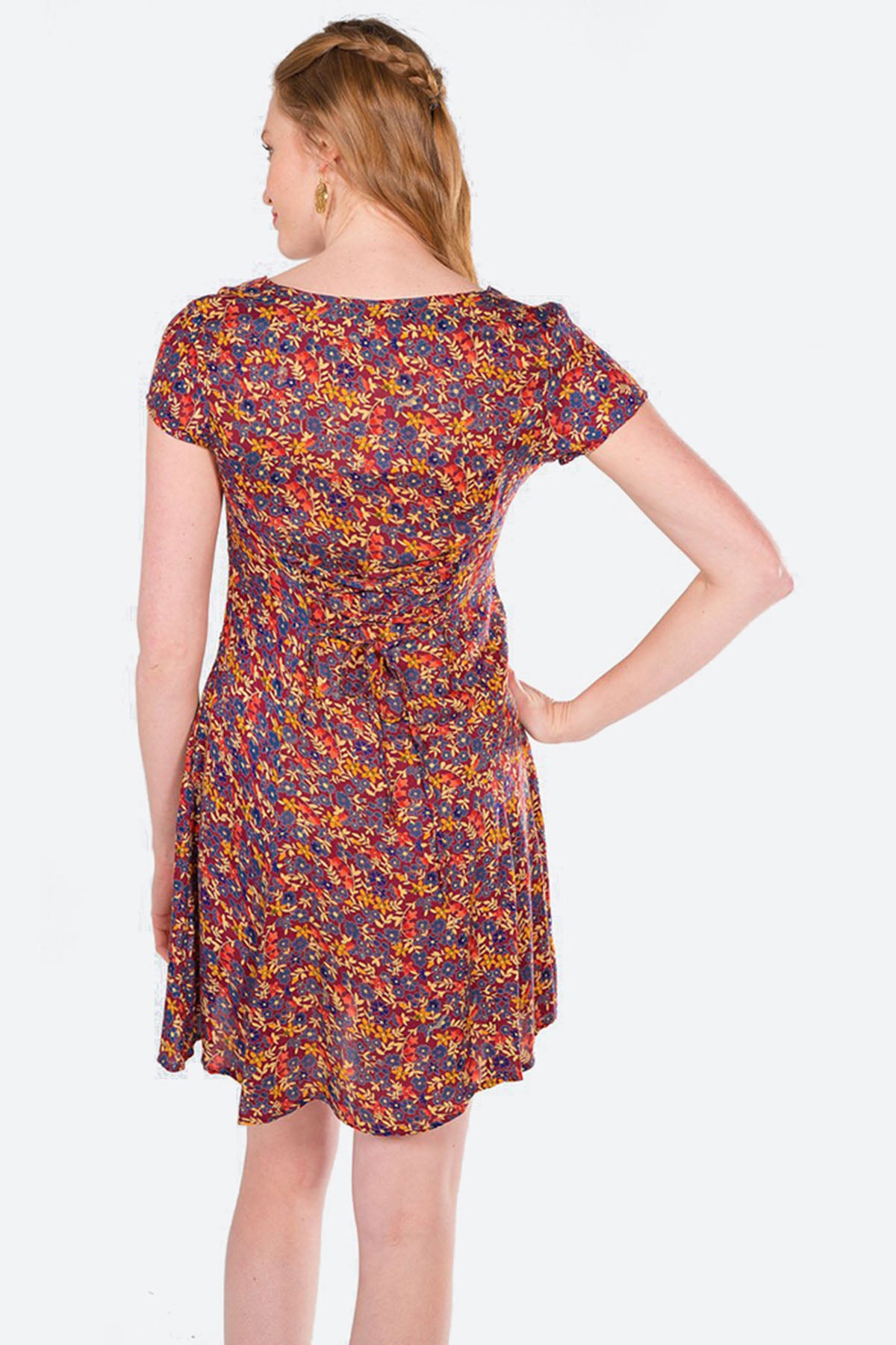 Brown Floral Casual Bohemian Mini Dress