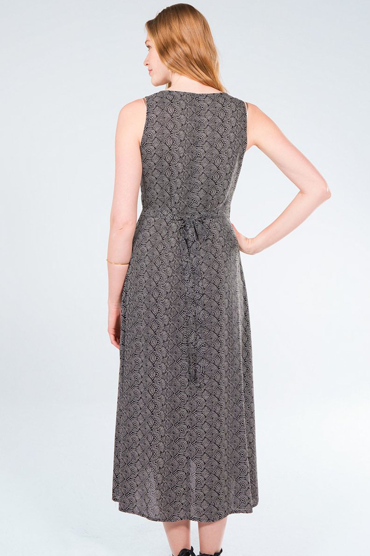 Black Bohemian Patterned Authentic Wrap Dress