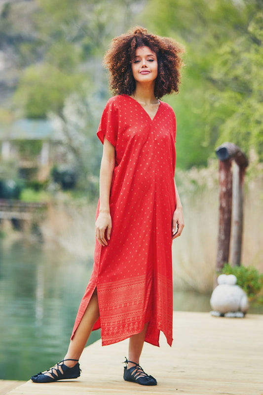 Flowy Boho Red Maxi Dress