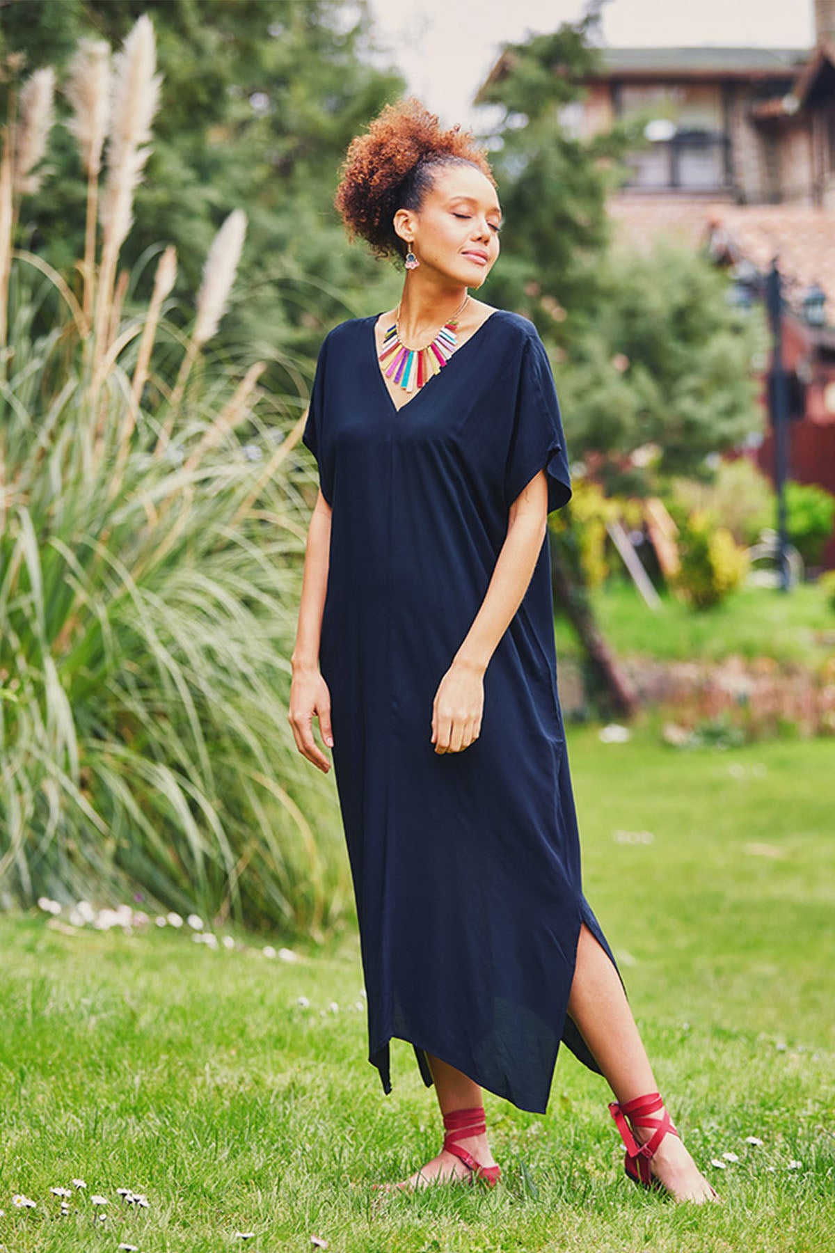 Flowy Boho Black Maxi Dress
