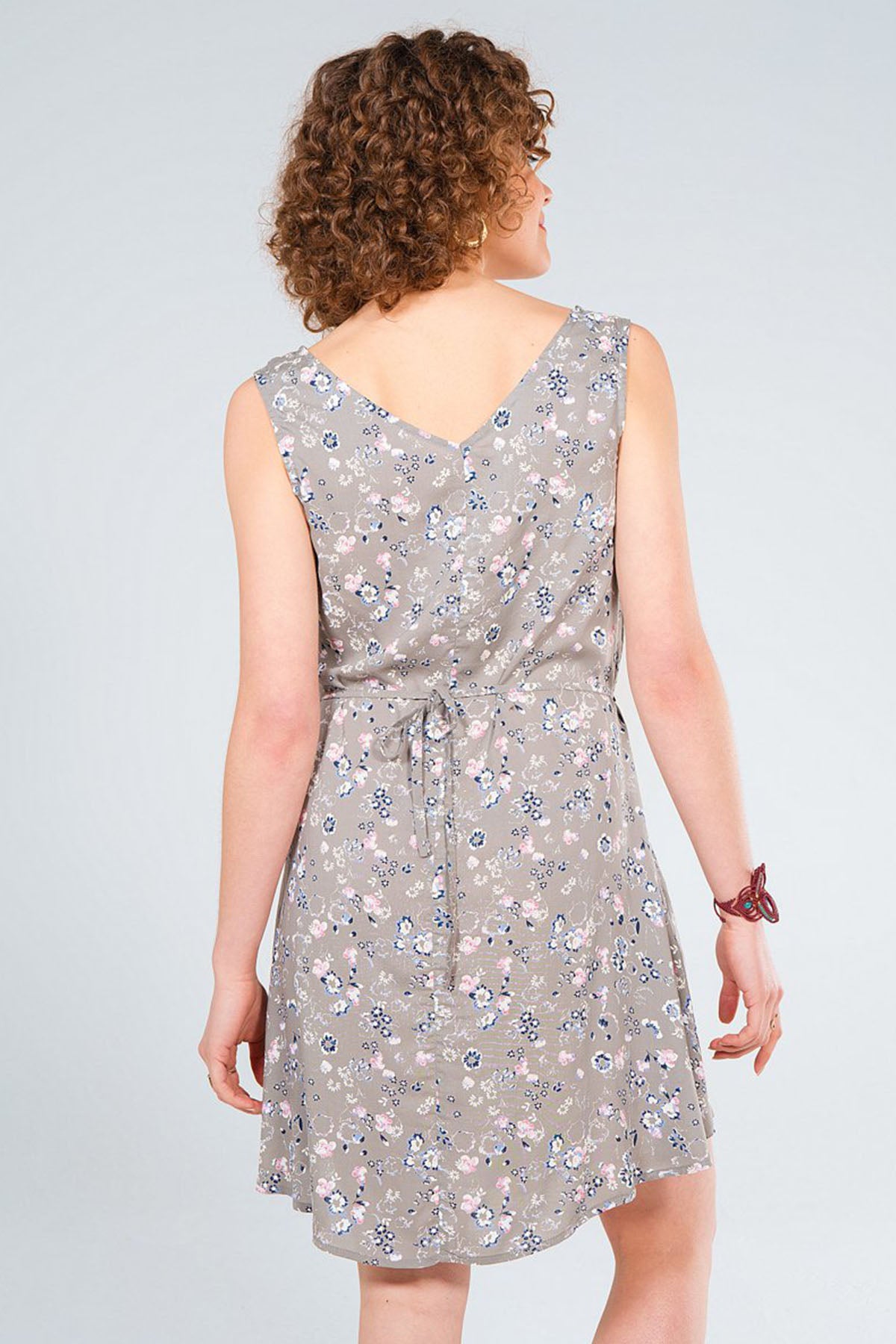 Gray Floral Casual Boho Dress