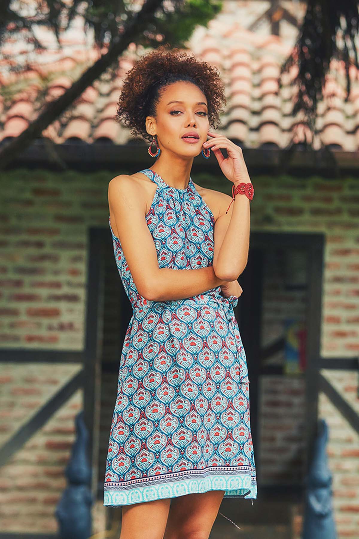 Halter Neck Mini Petrol Blue Dress