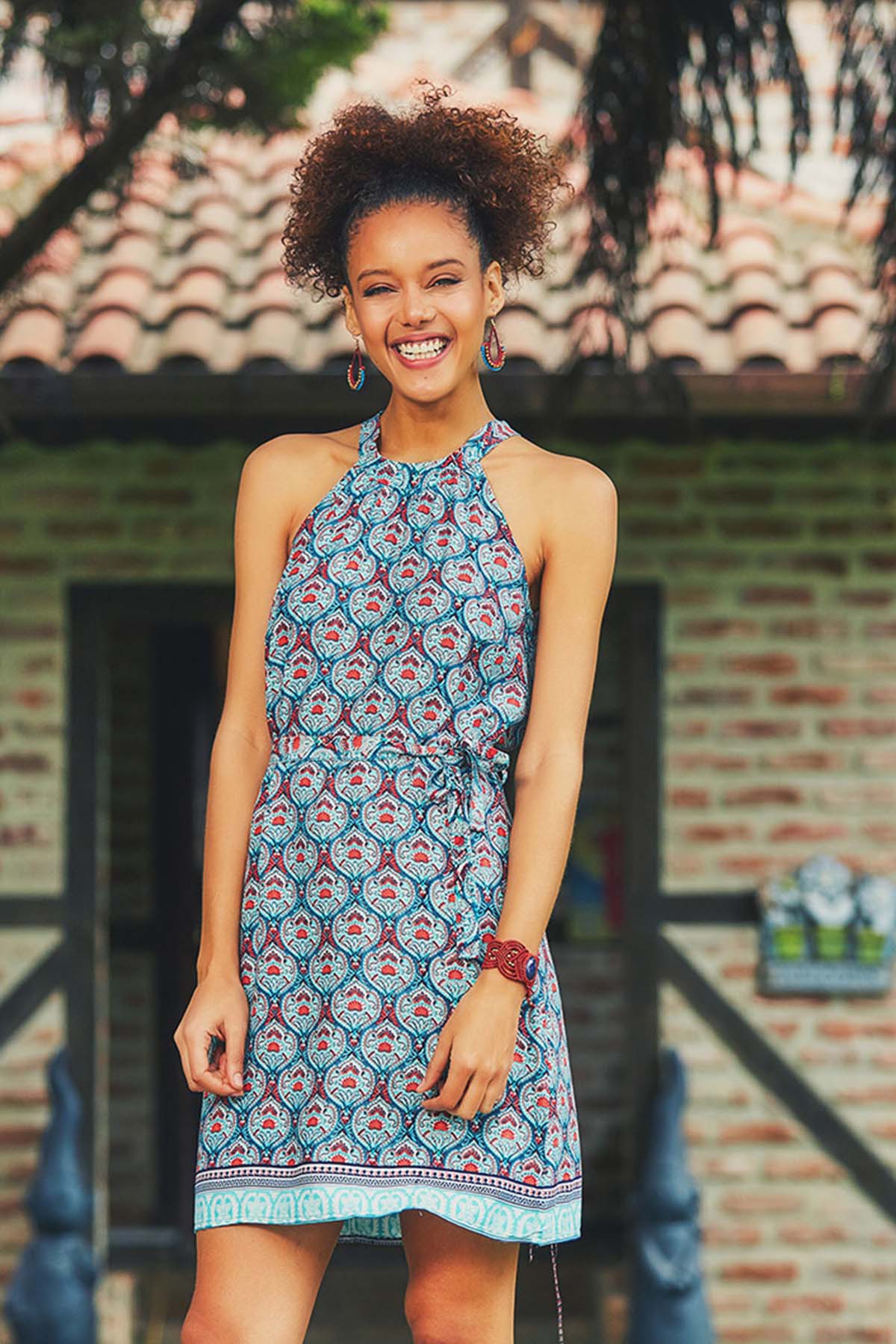 Halter Neck Mini Petrol Blue Dress