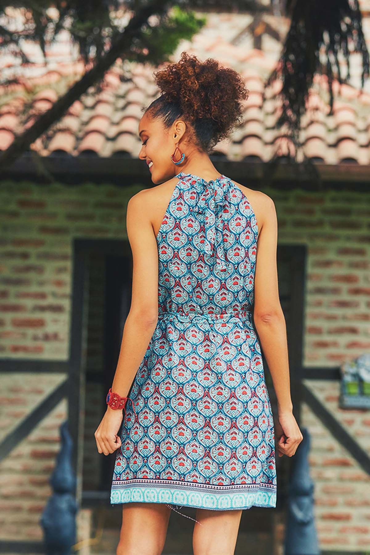 Halter Neck Mini Petrol Blue Dress