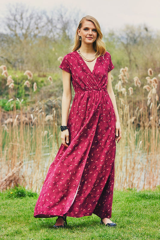 Maroon Bohemian Long Slits Authentic Dress