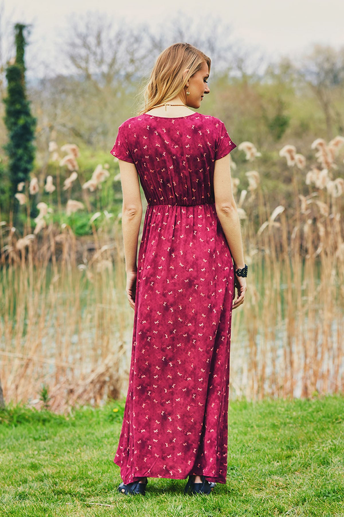 Maroon Bohemian Long Slits Authentic Dress