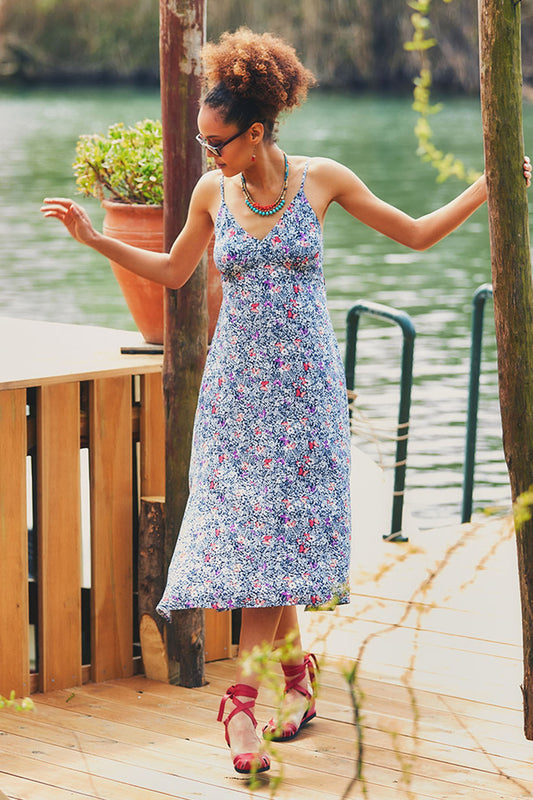 White Floral Strapped Bohemian Casual Dress