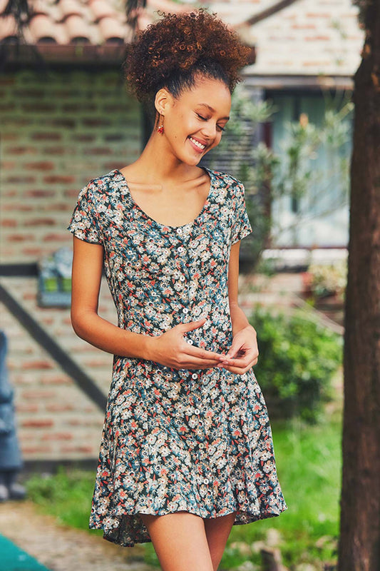 Green Floral Casual Dress