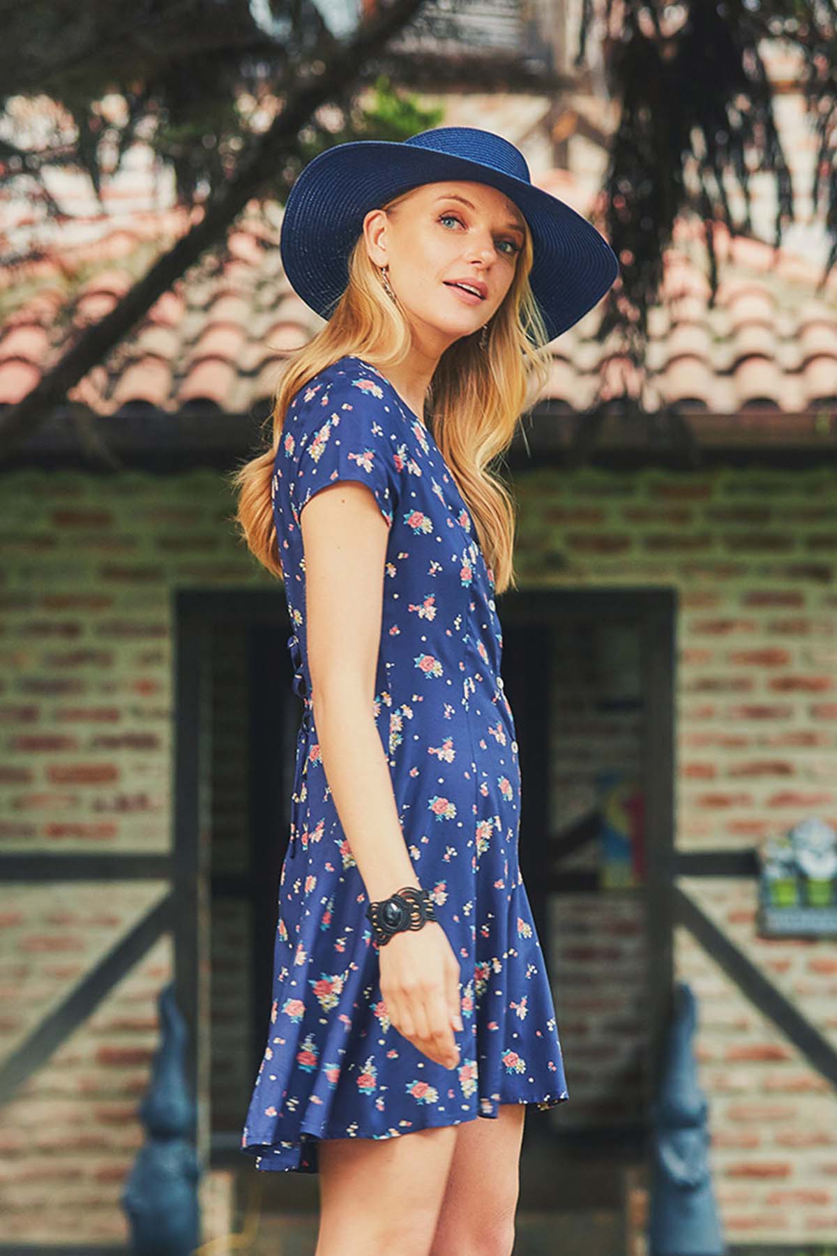 Blue Floral Casual Dress