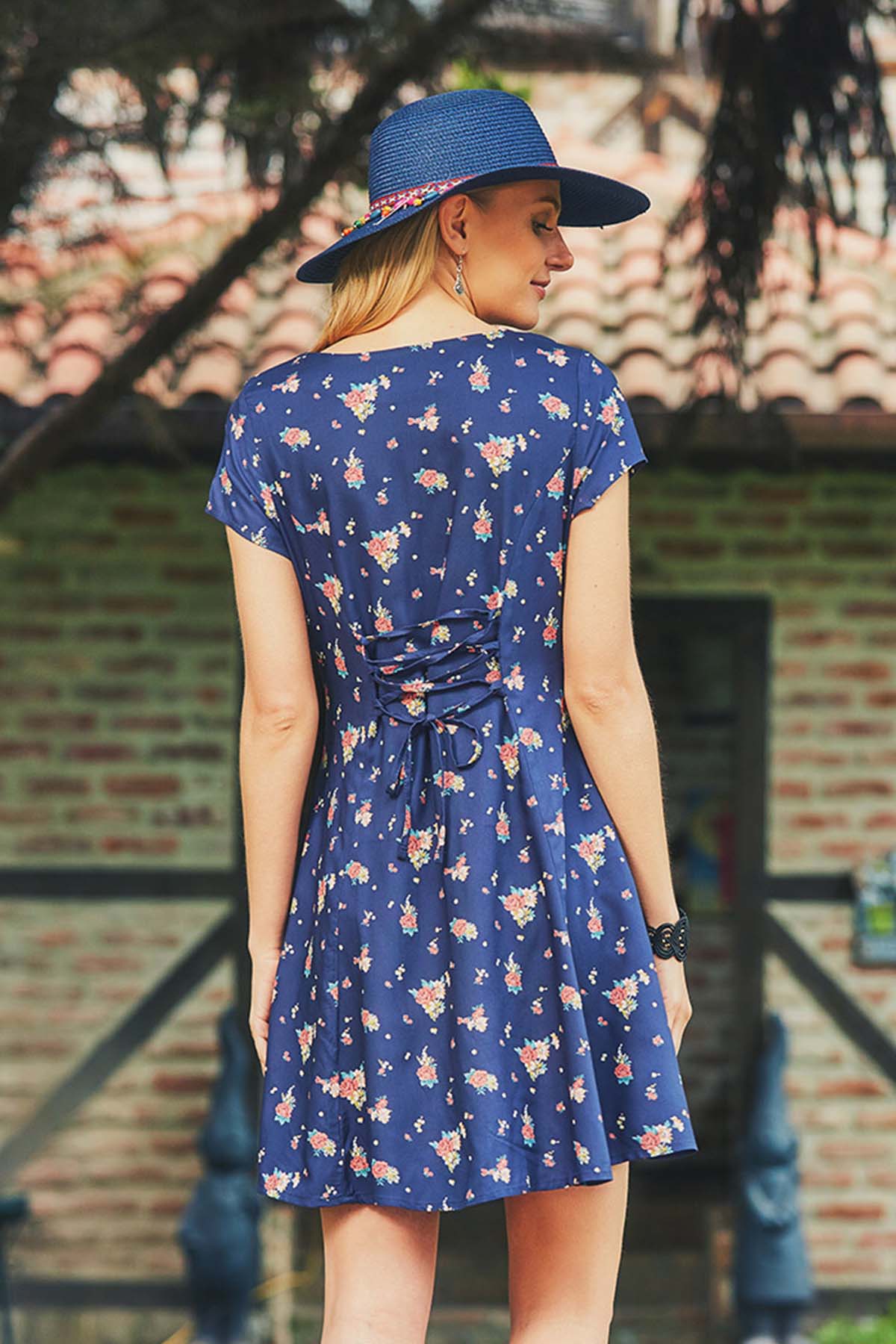 Blue Floral Casual Dress