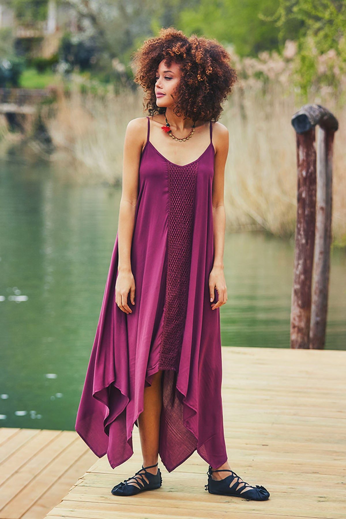 Purple Asymmetric Beach Dress