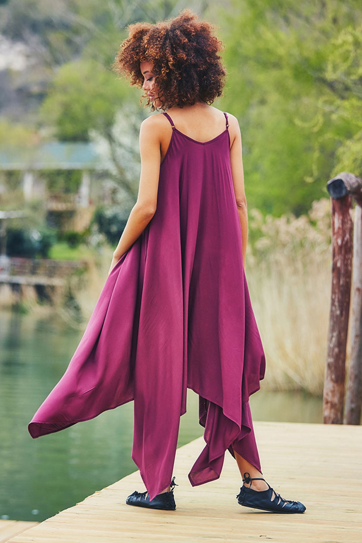 Purple Asymmetric Beach Dress