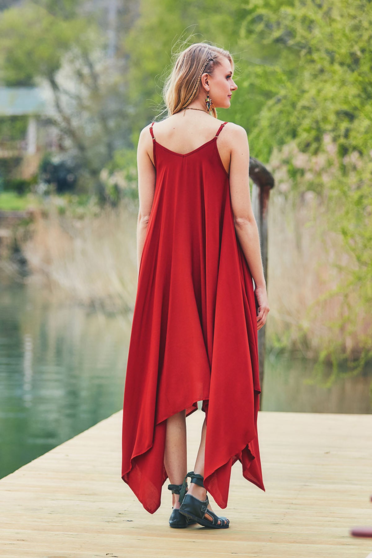 Orange Asymmetric Beach Dress