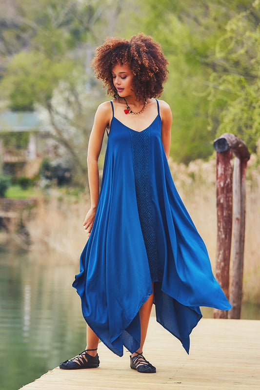 Blue Asymmetric Beach Dress