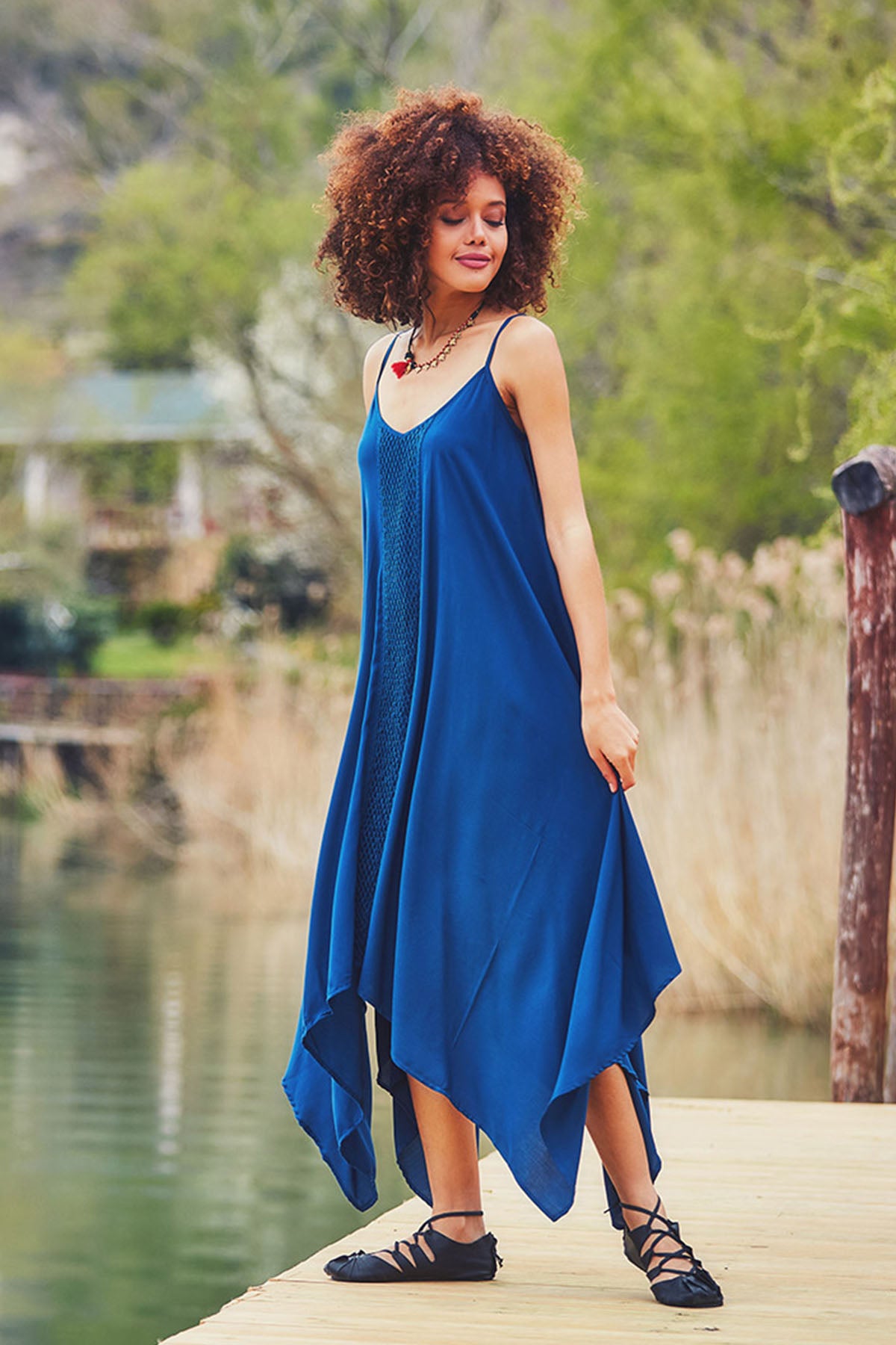 Blue Asymmetric Beach Dress