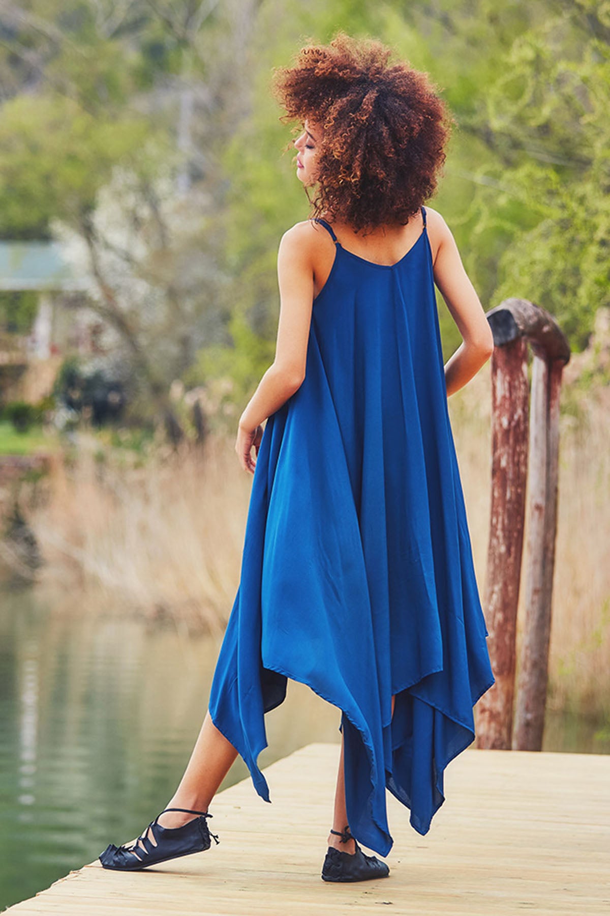 Blue Asymmetric Beach Dress