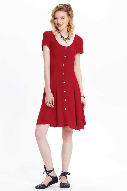 Deep Maroon Breezy Back Summer Dress