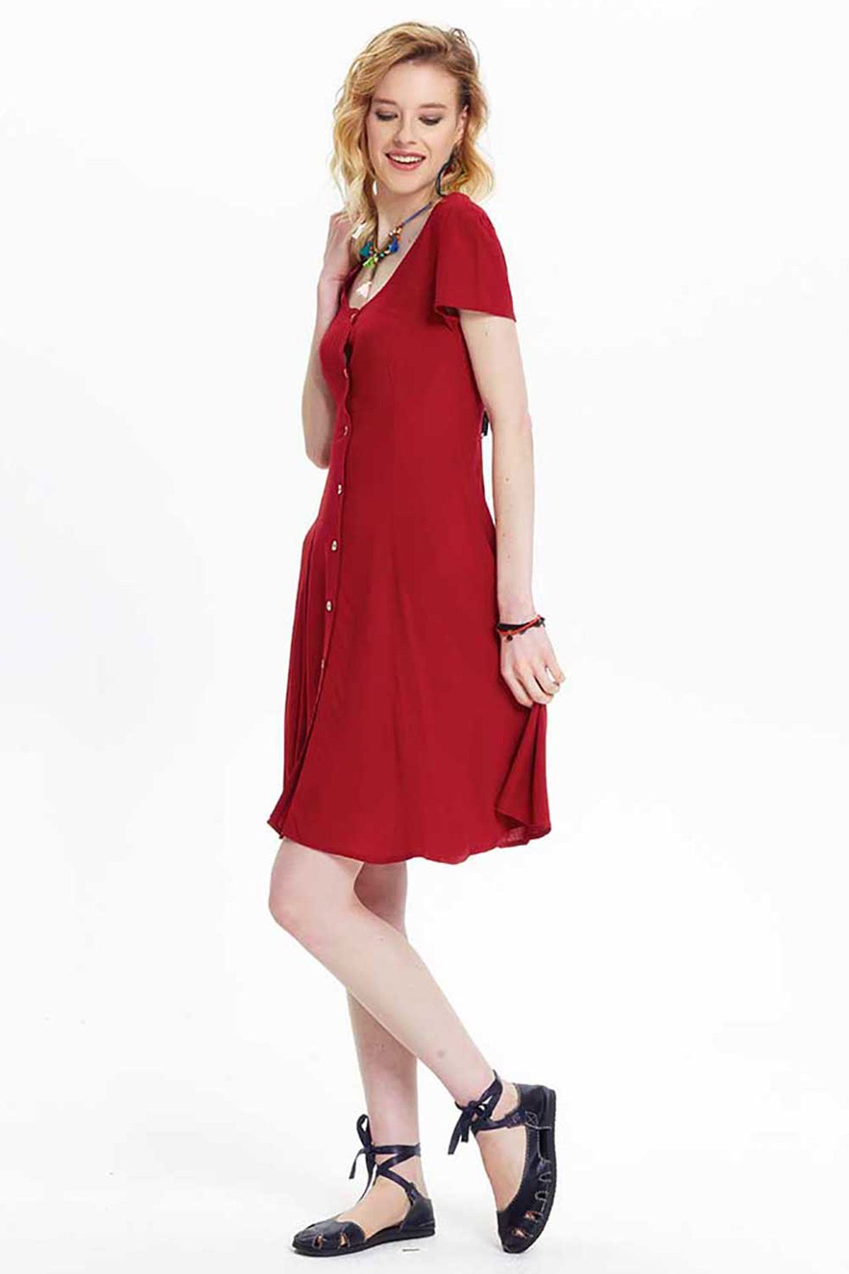 Deep Maroon Breezy Back Summer Dress