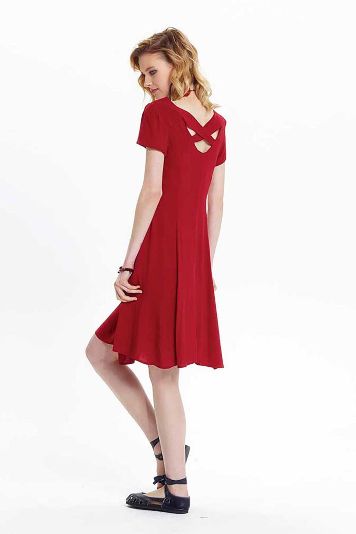 Deep Maroon Breezy Back Summer Dress