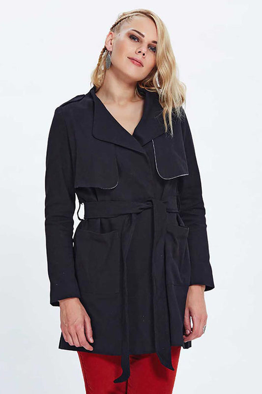 Black Turndown Collar Trenchcoat