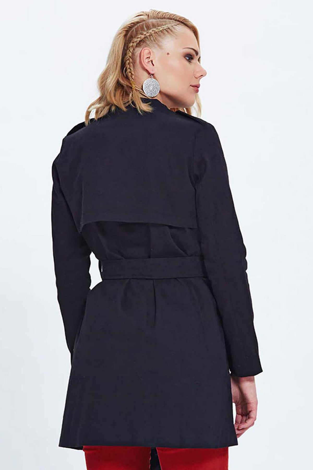Black Turndown Collar Trenchcoat