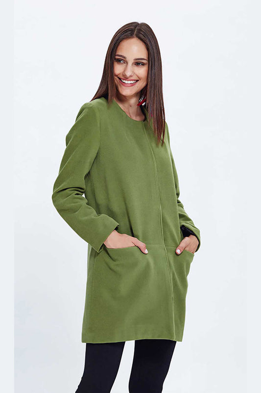Round Neck Coat Green