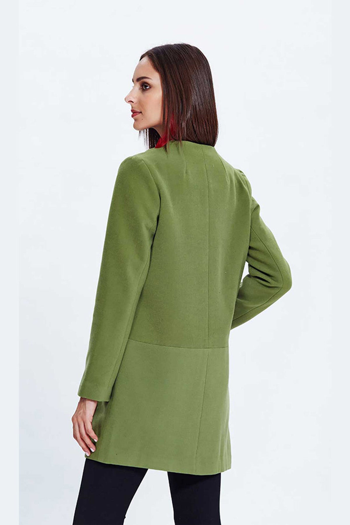 Round Neck Coat Green