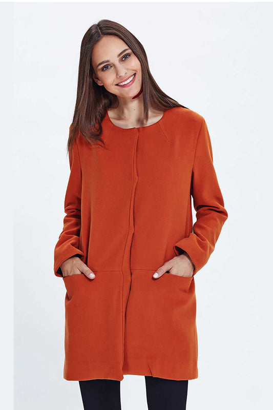 Round Neck Coat Orange