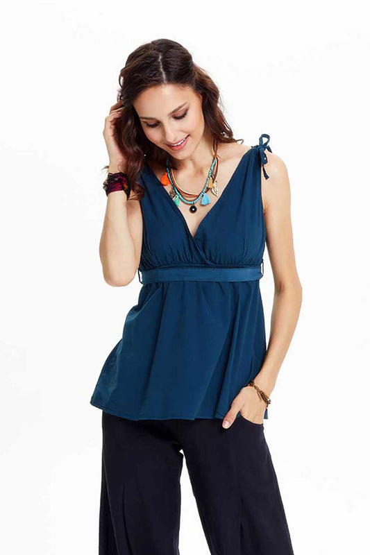 Dark Blue V Neck Authentic Blouse