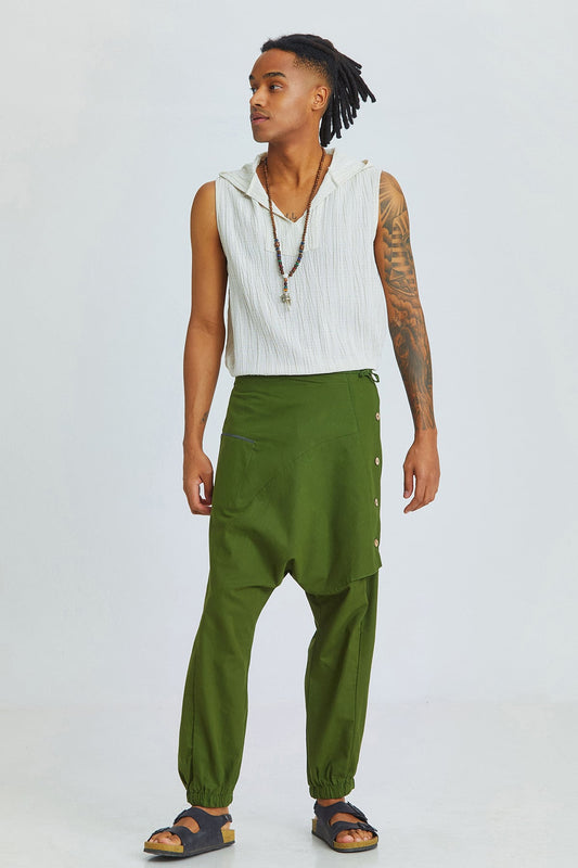 Men's Boho Cotton Harem Pants Green