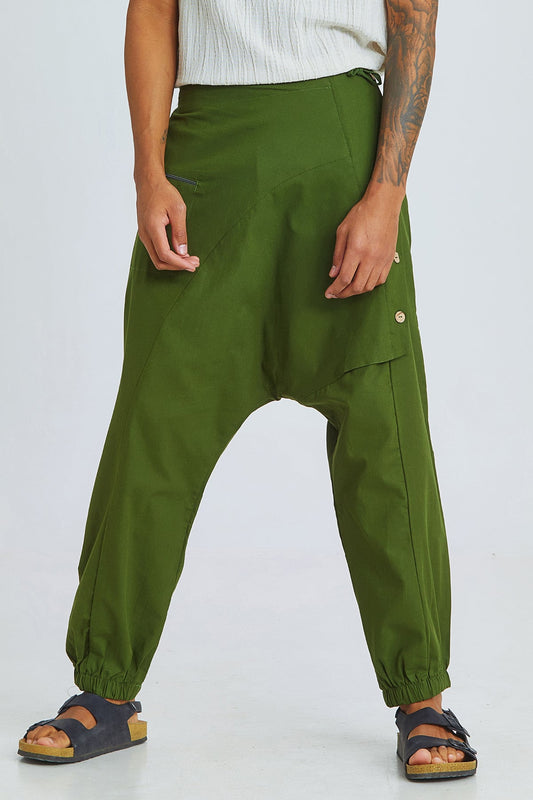 Men's Boho Cotton Harem Pants Green