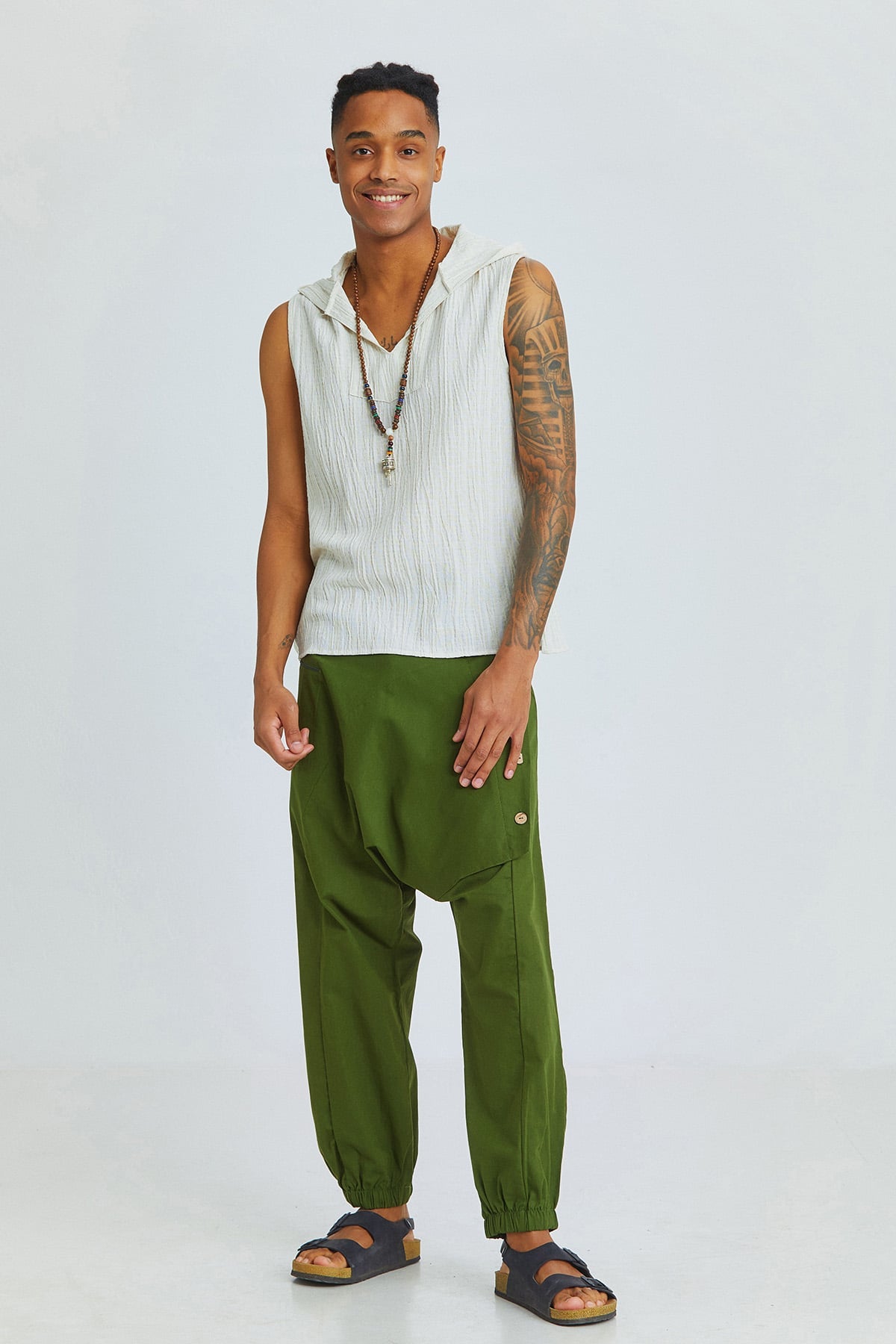 Men's Boho Cotton Harem Pants Green