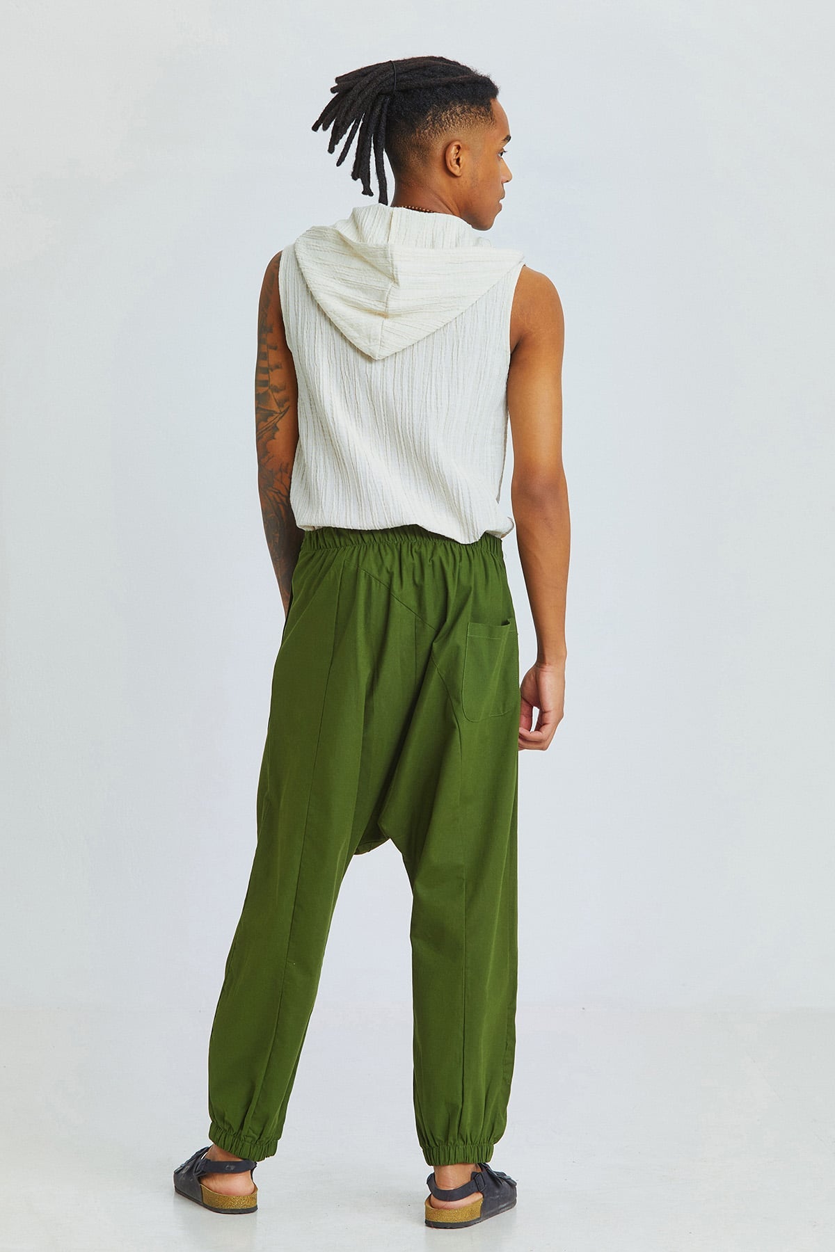 Men's Boho Cotton Harem Pants Green