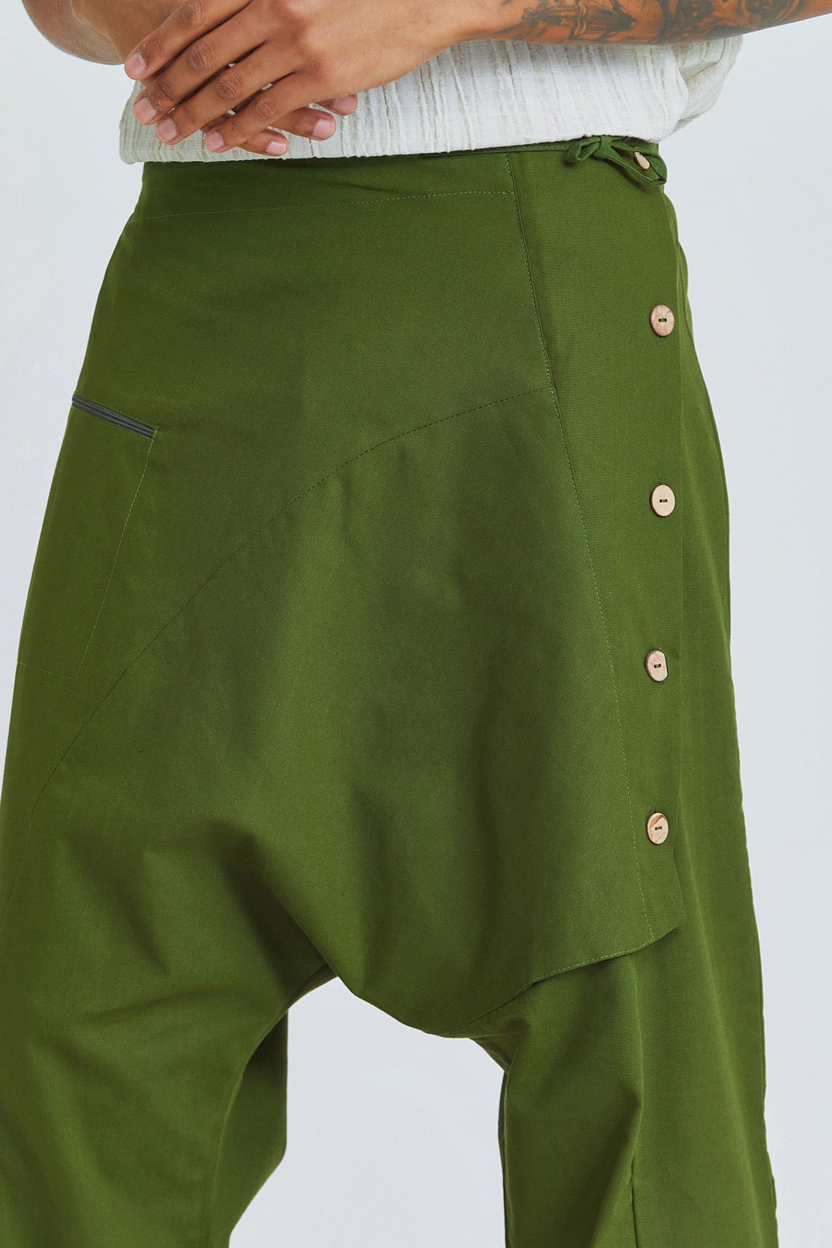 Men's Boho Cotton Harem Pants Green