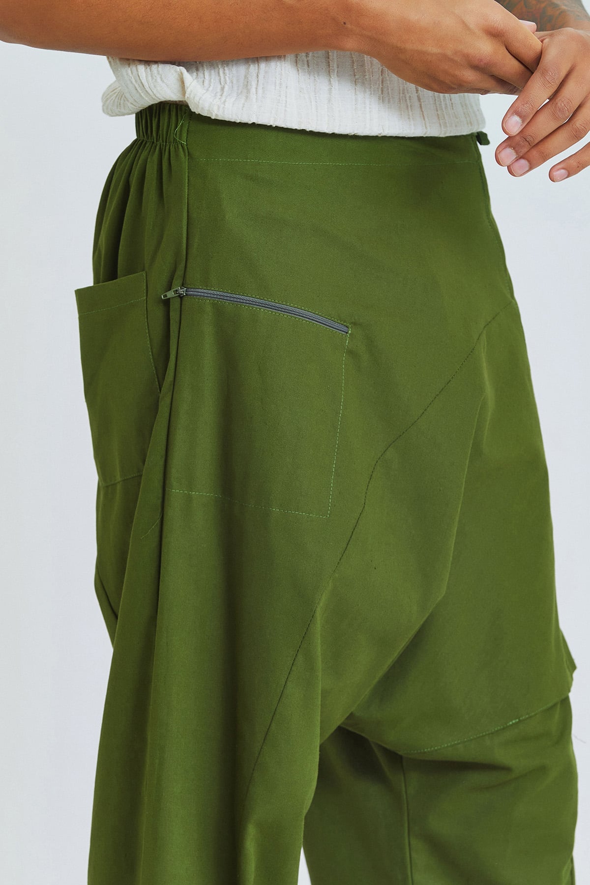 Men's Boho Cotton Harem Pants Green
