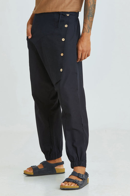 Men's Boho Cotton Harem Pants Black
