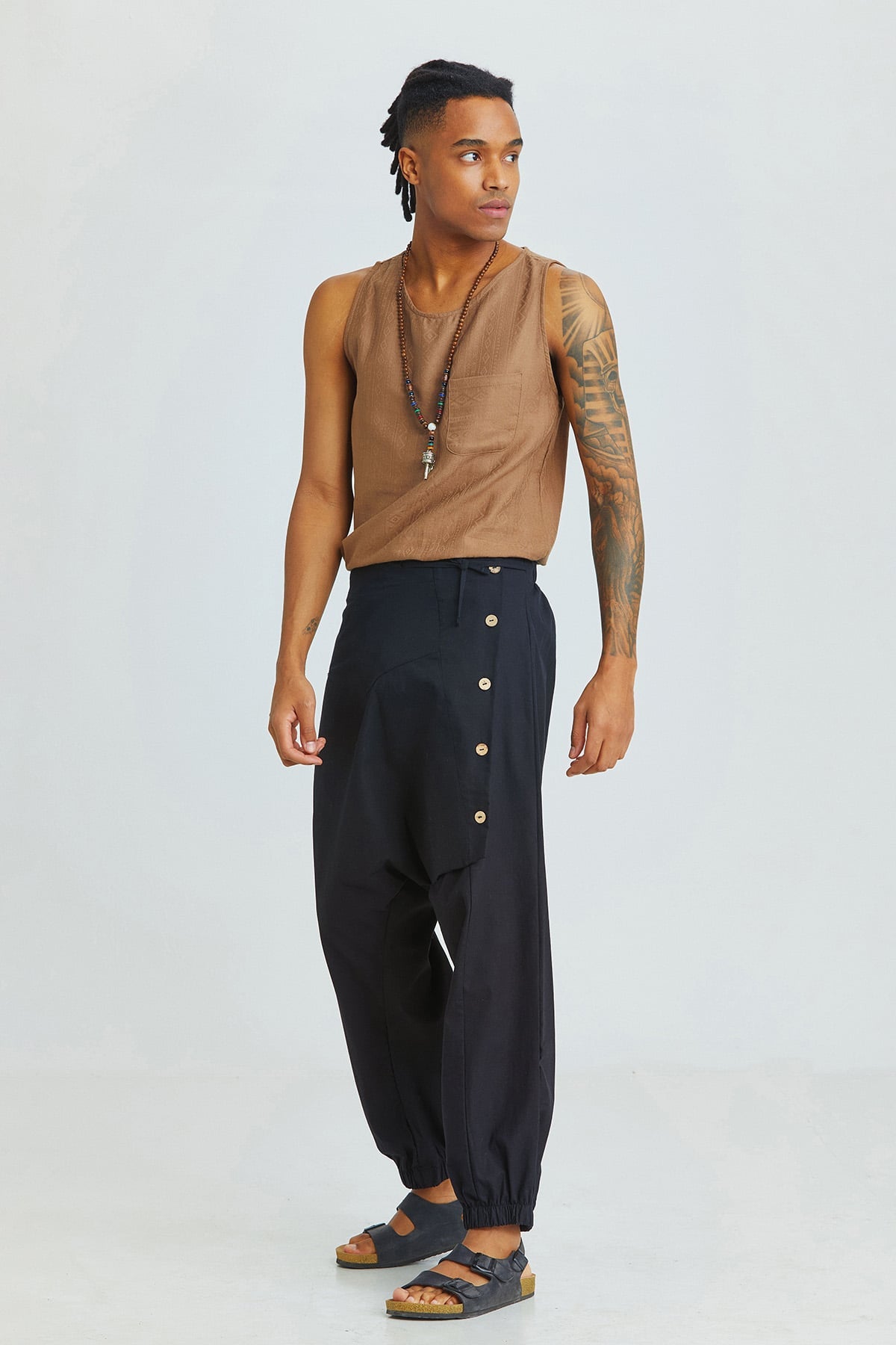Men's Boho Cotton Harem Pants Black