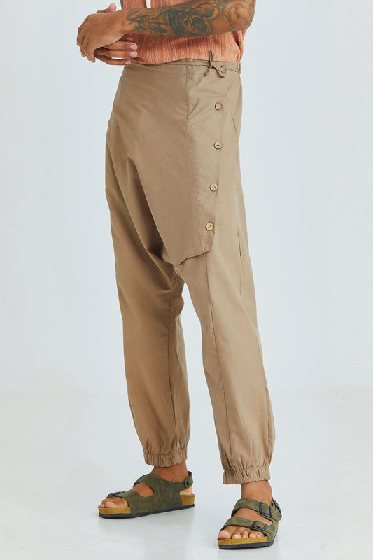 Men's Boho Cotton Harem Pants Beige