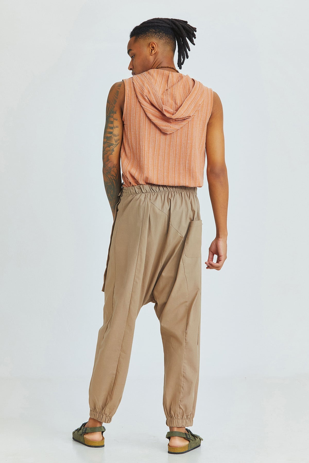 Men's Boho Cotton Harem Pants Beige