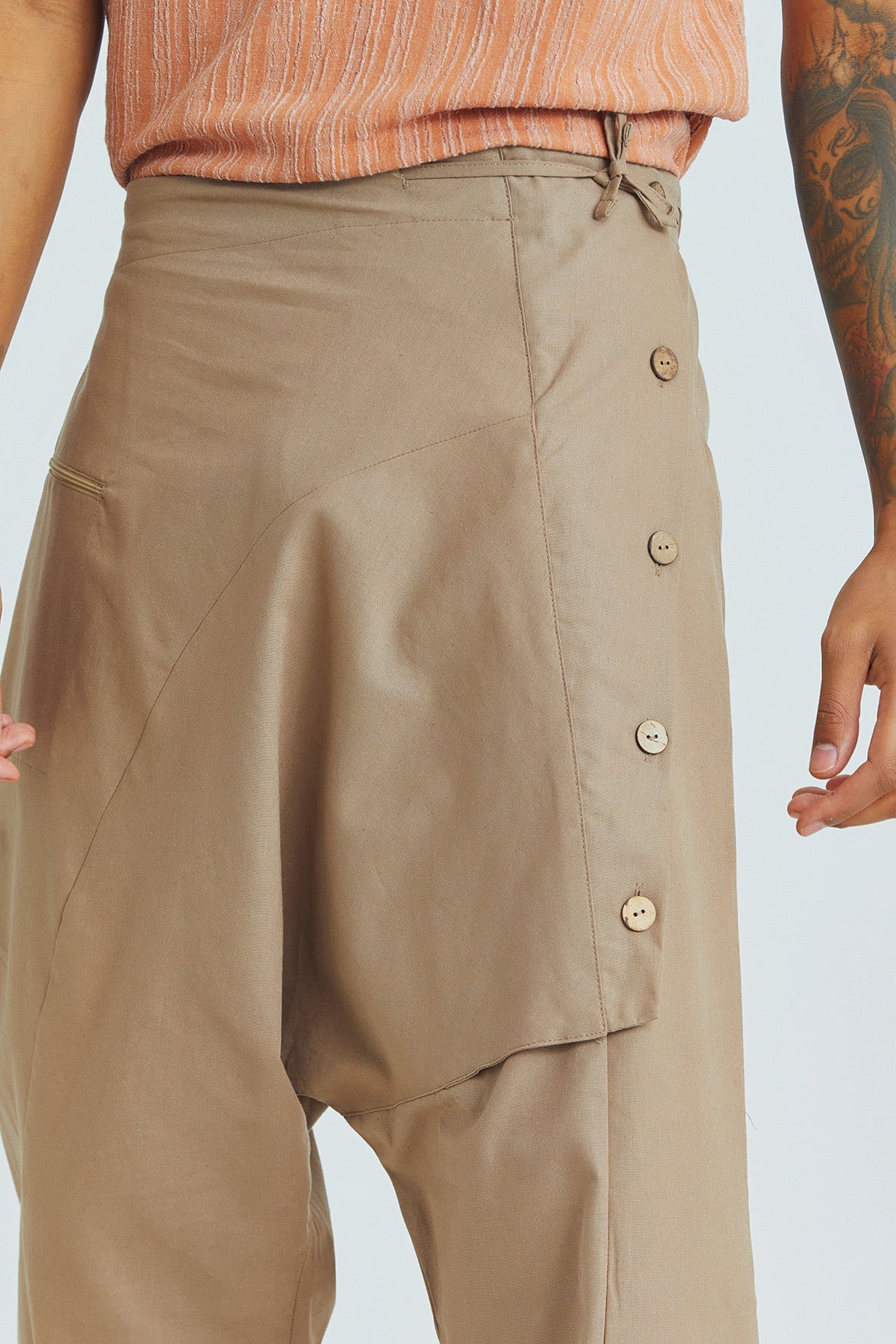 Men's Boho Cotton Harem Pants Beige