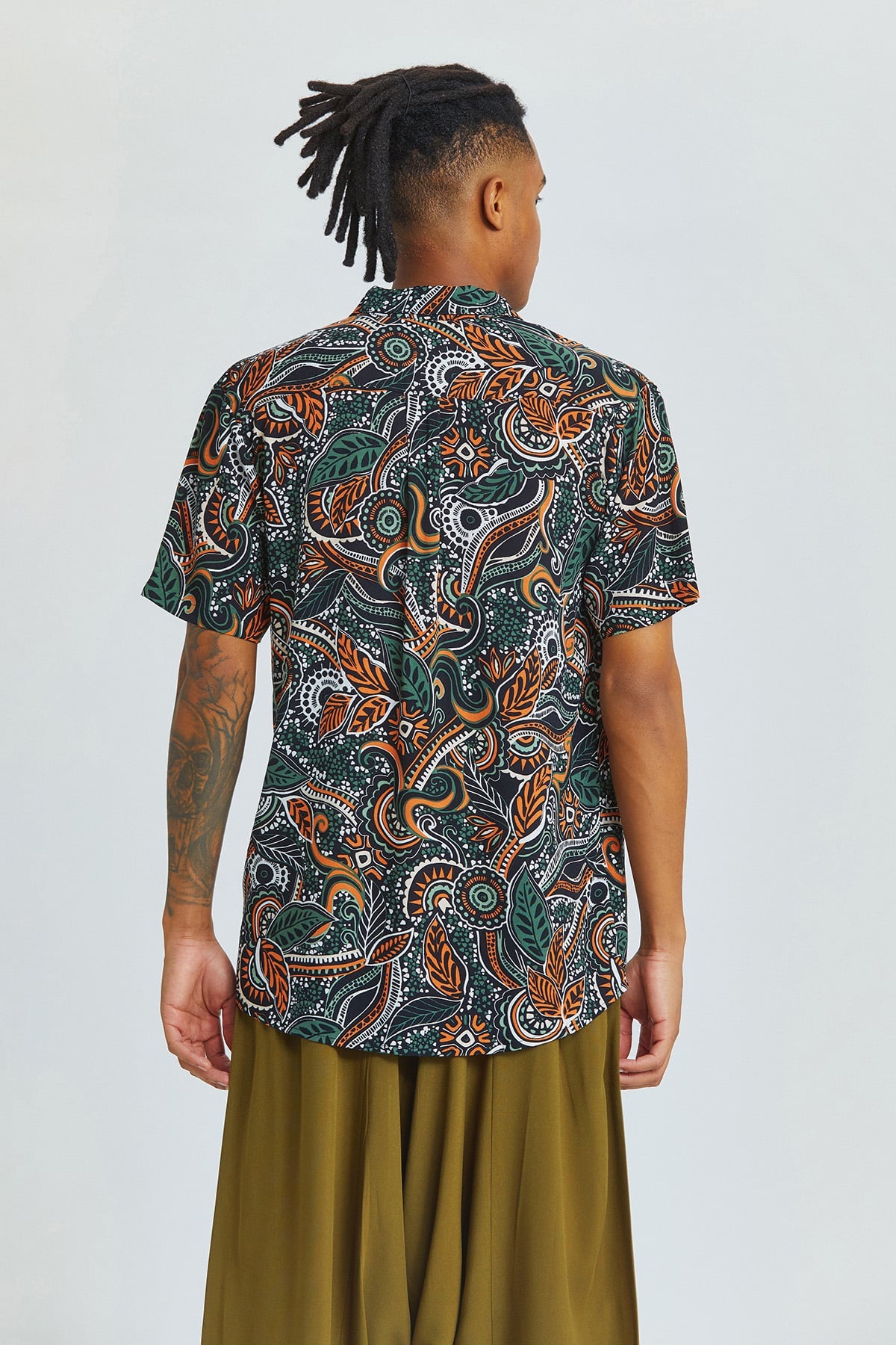 Printed Short Sleeve Men's Shirt Black